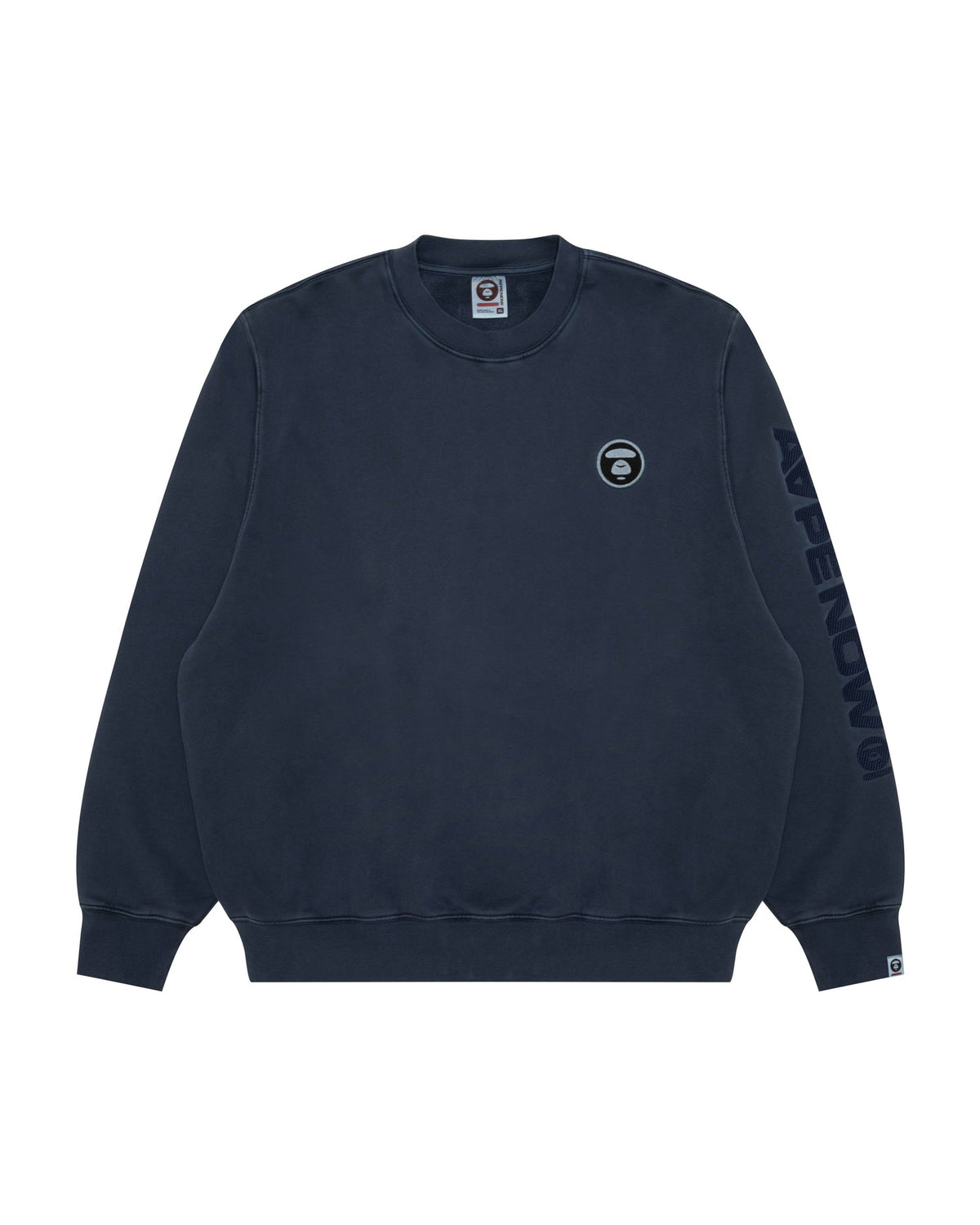 香港直郵 Aape 男装 26秋冬猿人刺绣章水洗做旧加绒质感圆领卫衣D375 AAPSWMD375XXR