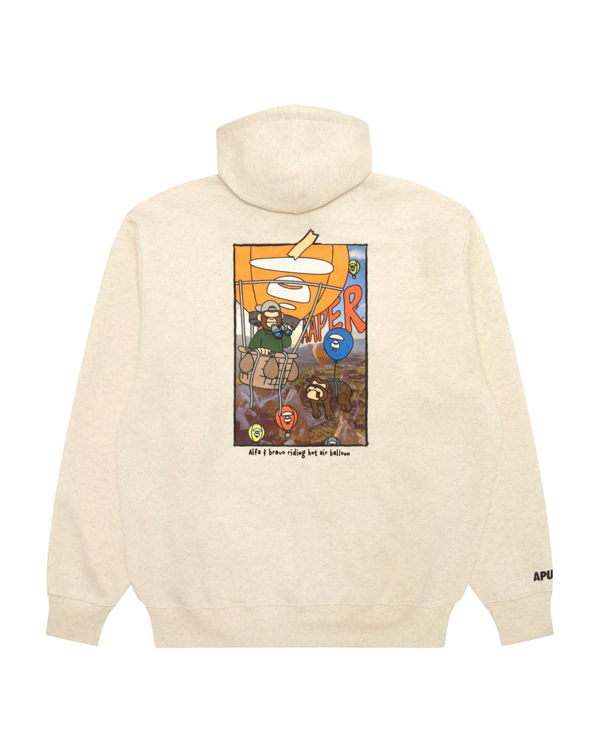 Aape 男裝 秋冬卡通猿人印花寬鬆休閒連帽拉鍊衛衣D397 AAPSWMD397XAR