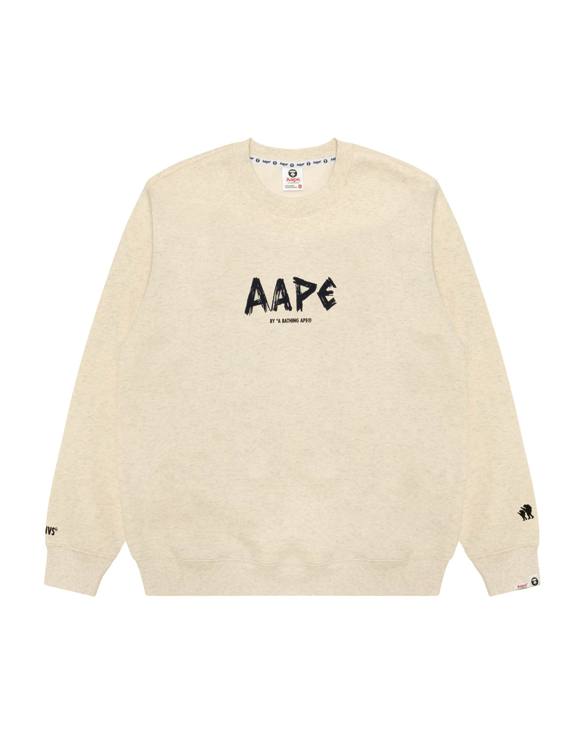 香港直郵 Aape 男裝 26秋冬鐵絲網字母印花寬鬆加絨休閒圓領衛衣E301 米色 AAPSWME301XAR