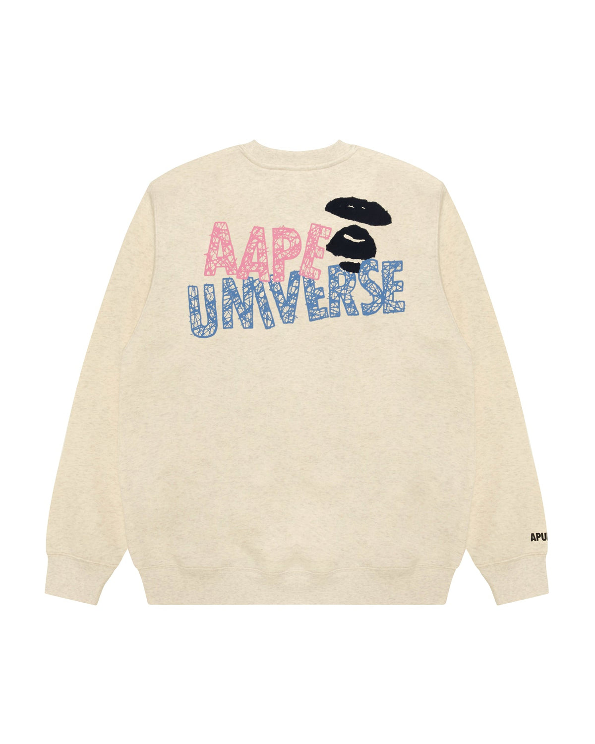 香港直郵 Aape 男裝 26秋冬鐵絲網字母印花寬鬆加絨休閒圓領衛衣E301 米色 AAPSWME301XAR
