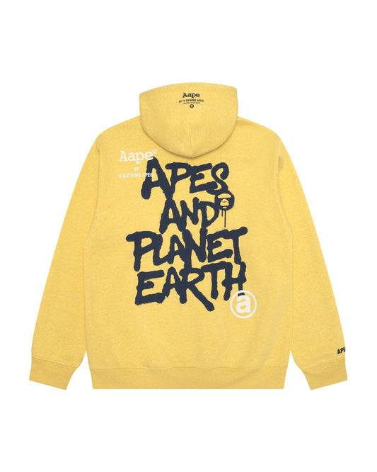 香港直邮 Aape 男装 26秋冬猿人字母喷墨涂鸦连帽加绒卫衣E302 AAPSWME302XAR