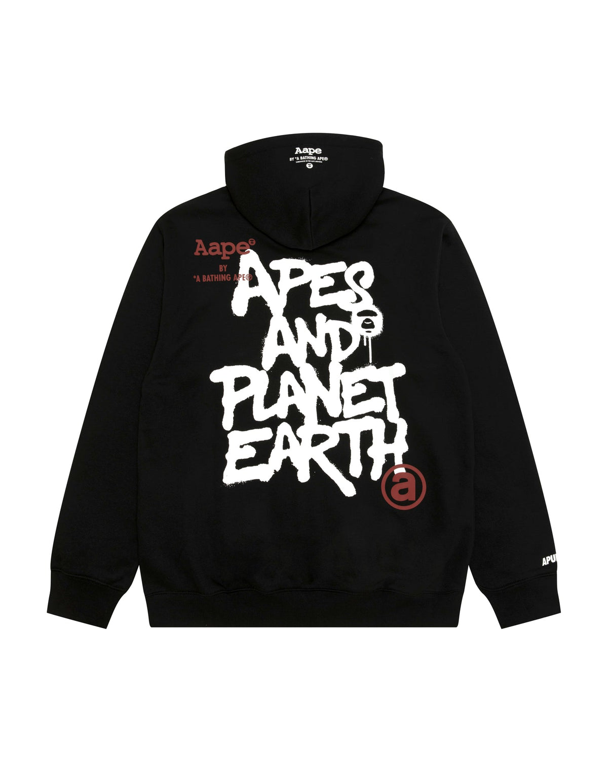 香港直郵 Aape 男裝 26秋冬猿人字母噴墨塗鴉連帽加絨衛衣E302 AAPSWME302XXR