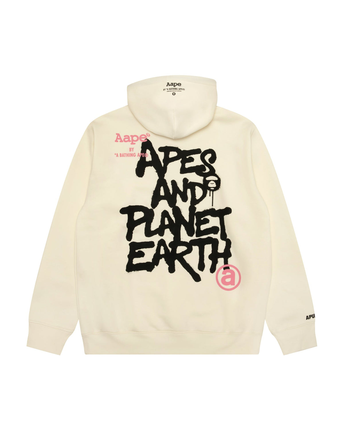 香港直郵 Aape 男裝 26秋冬猿人字母噴墨塗鴉連帽加絨衛衣E302 AAPSWME302XXR
