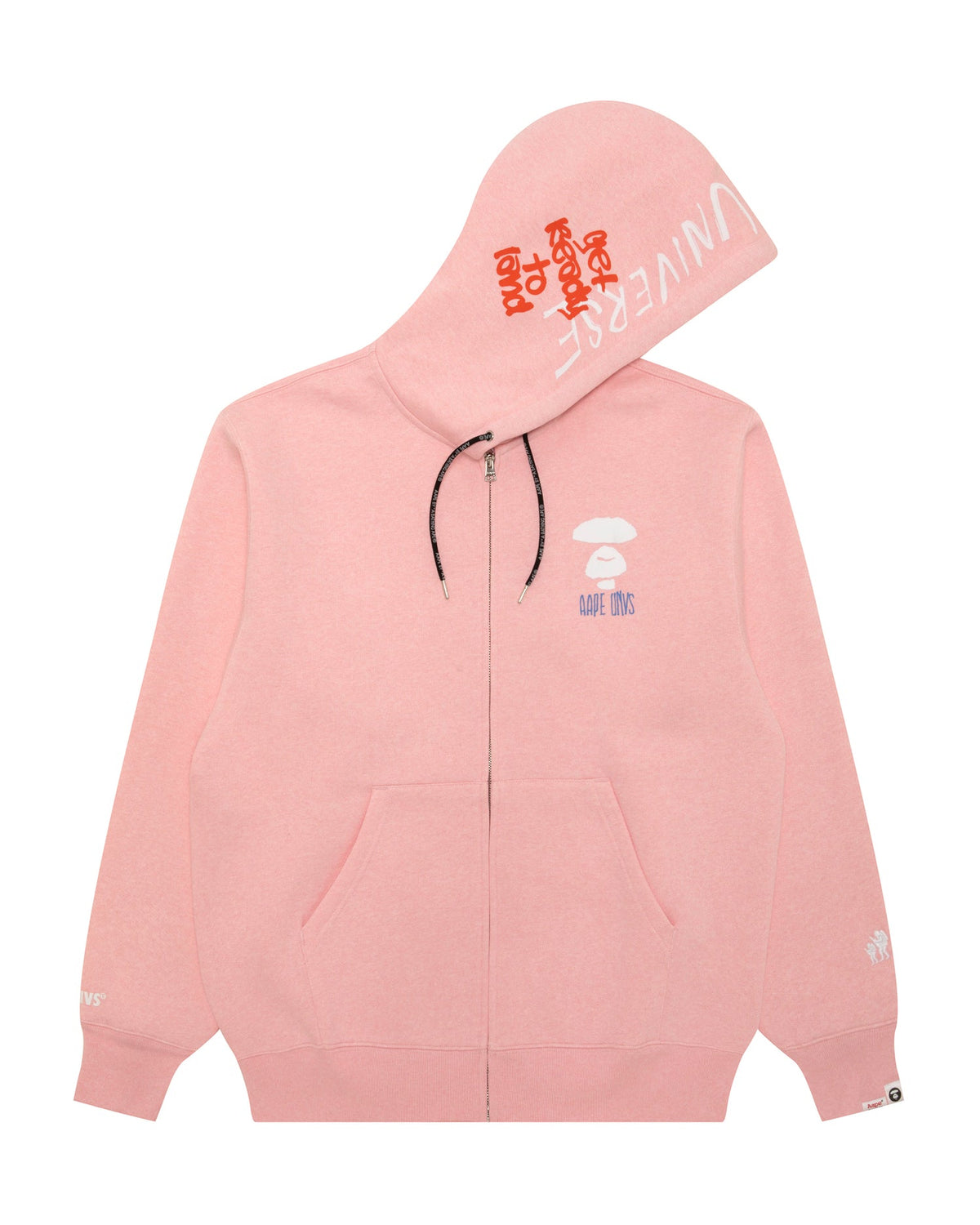 香港直郵 Aape 男裝 26秋冬猿人字母印花加絨休閒連帽拉鏈衛衣E305粉色 AAPSWME305XBR