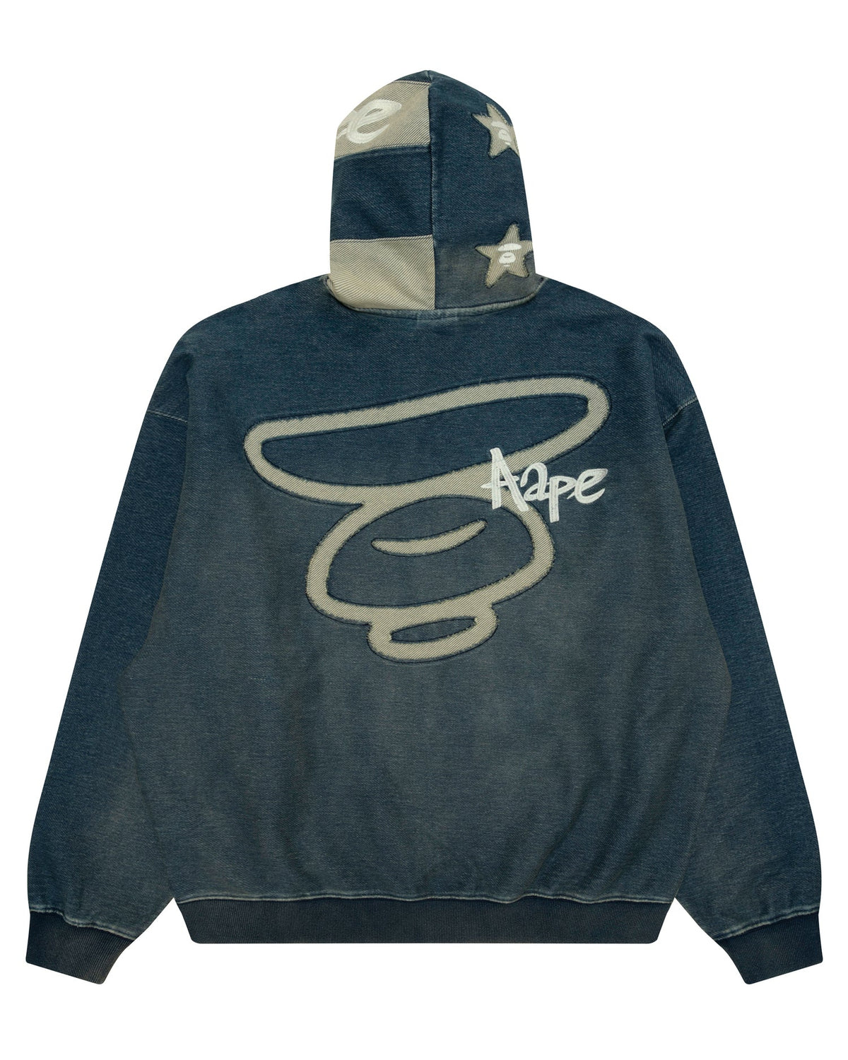 香港直郵 Aape 男裝 26秋冬星星連帽水洗拉鏈休閒開衫外套衛衣E318 AAPSWME318XXR