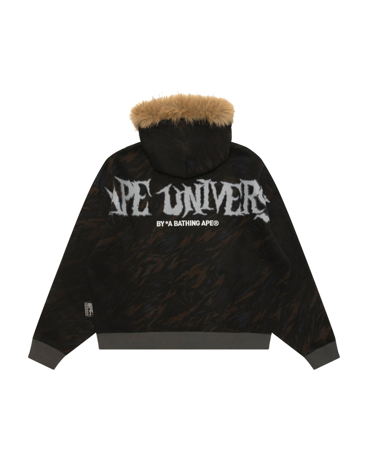 香港直郵 Aape 男裝 26秋冬水洗做舊可拆卸毛領加絨連帽衛衣E320 AAPSWME320XAR