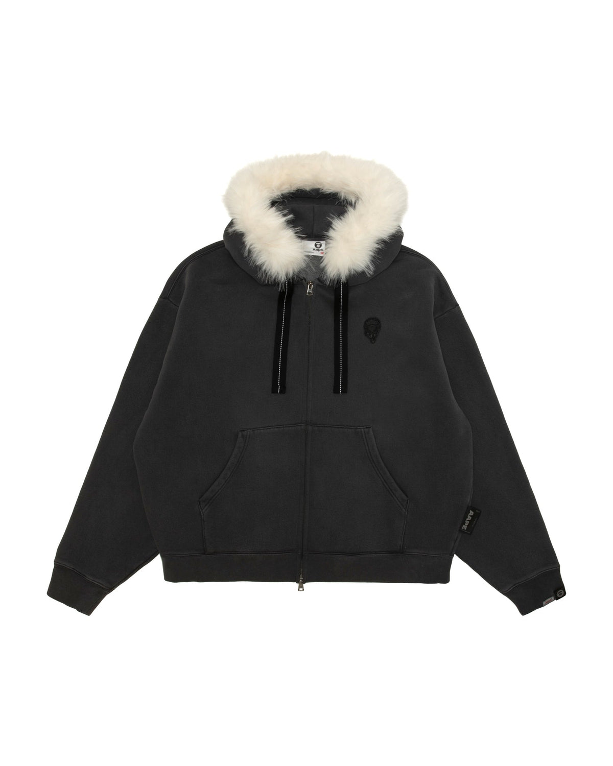 香港直郵 Aape 男裝 26秋冬水洗做舊可拆卸毛領加絨連帽衛衣E320  AAPSWME320XXR