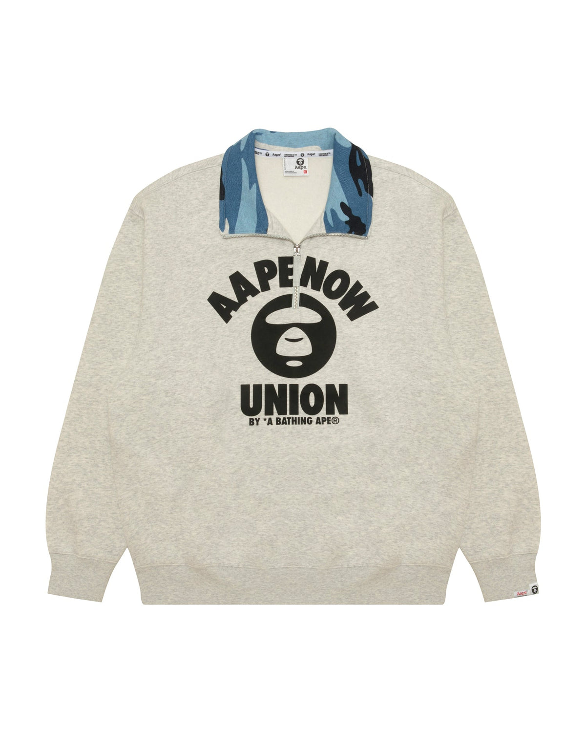 香港直邮 Aape 26秋冬 AAPENOW 迷彩領半拉鍊衛衣 E372 AAPSWME372XAR