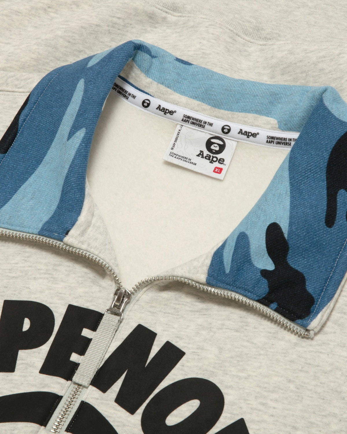 香港直邮 Aape 26秋冬 AAPENOW 迷彩領半拉鍊衛衣 E372 AAPSWME372XAR