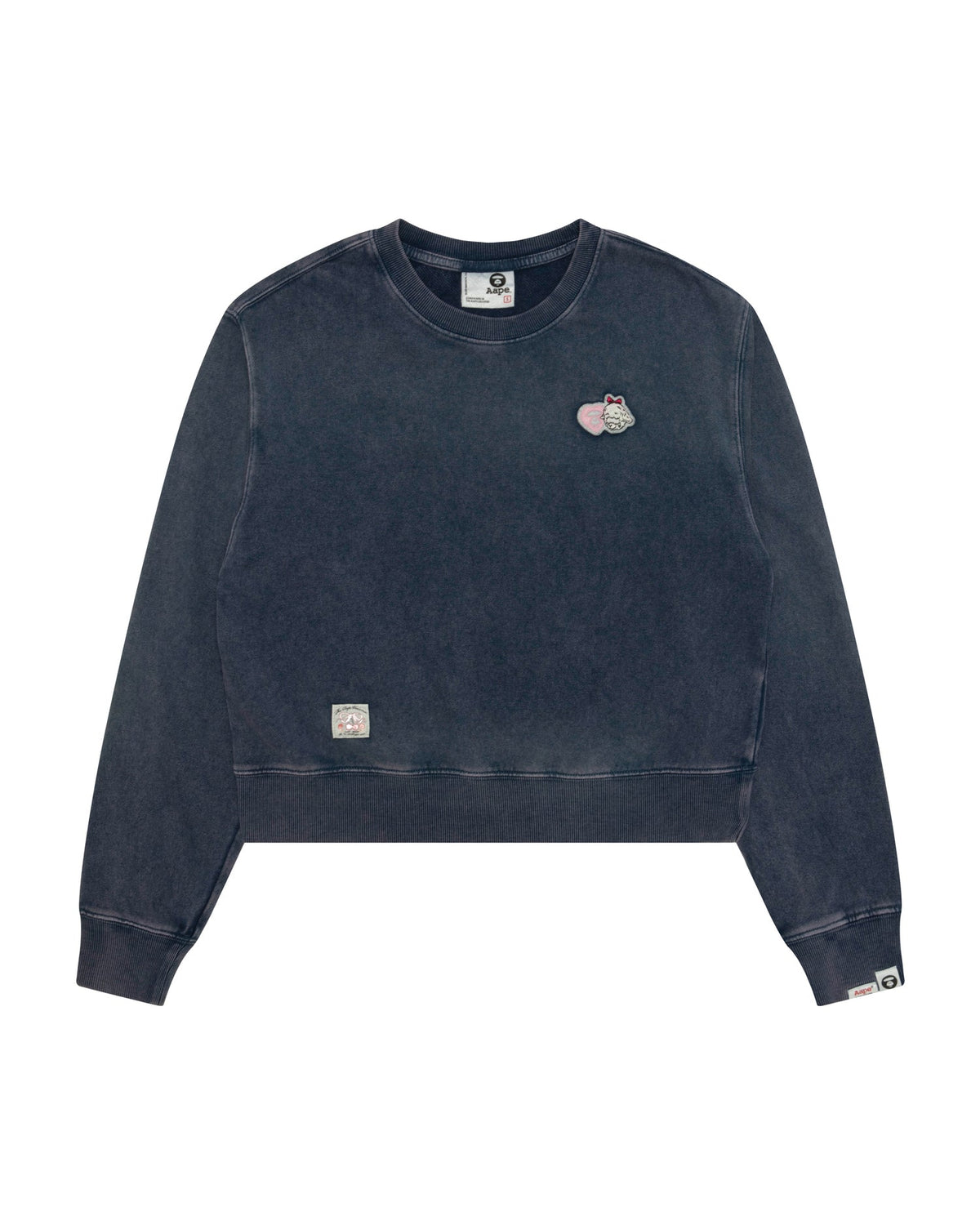 Aape 女裝 26秋冬水洗做舊愛心動物印花短款圓領衛衣E346 AAPSWWE346XXR