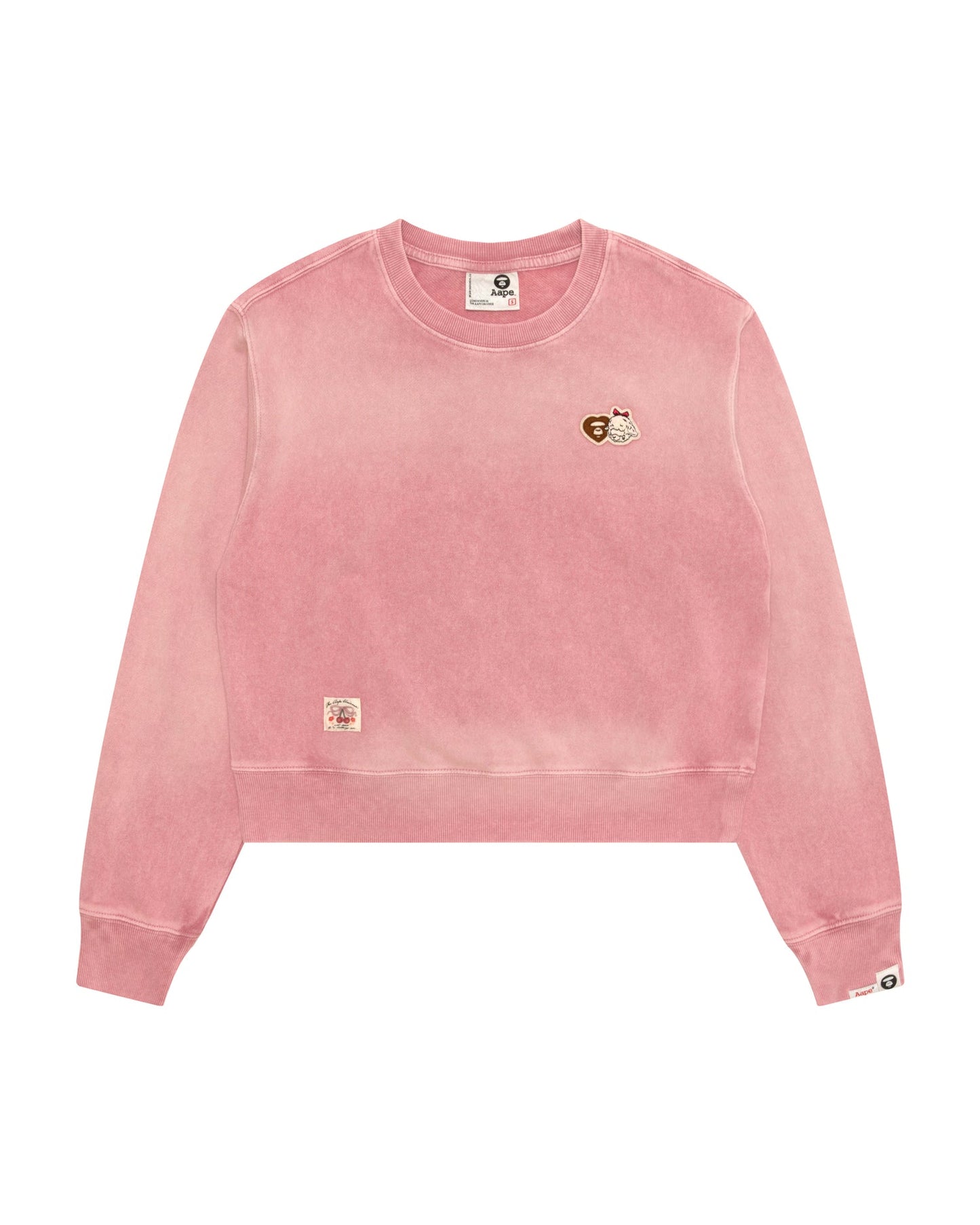 Aape 女裝 26秋冬水洗做舊愛心動物印花短款圓領衛衣E346 AAPSWWE346XXR