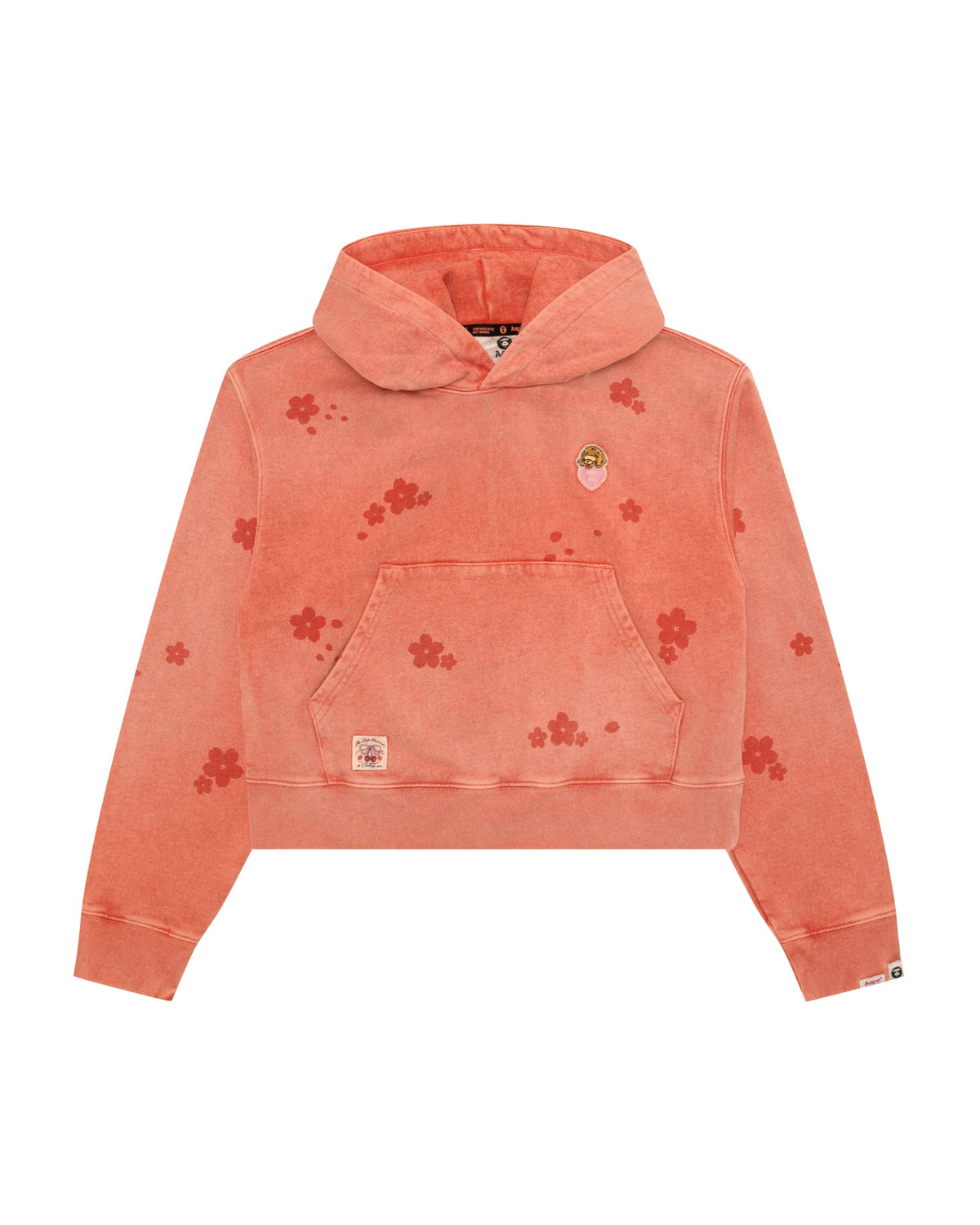 香港直郵 Aape 女裝 26秋冬水洗做舊花卉印花短款連帽衛衣E352 AAPSWWE352XXR