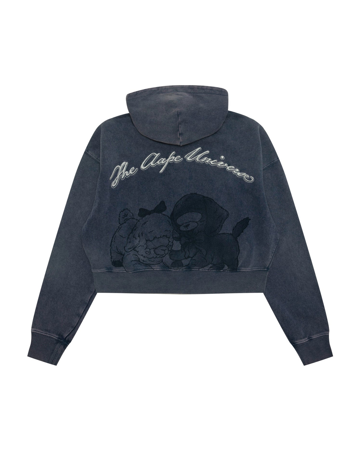 香港直郵 Aape 女装 26秋冬水洗做旧爱心动物印花短款连帽卫衣E357 AAPSWWE357XXR