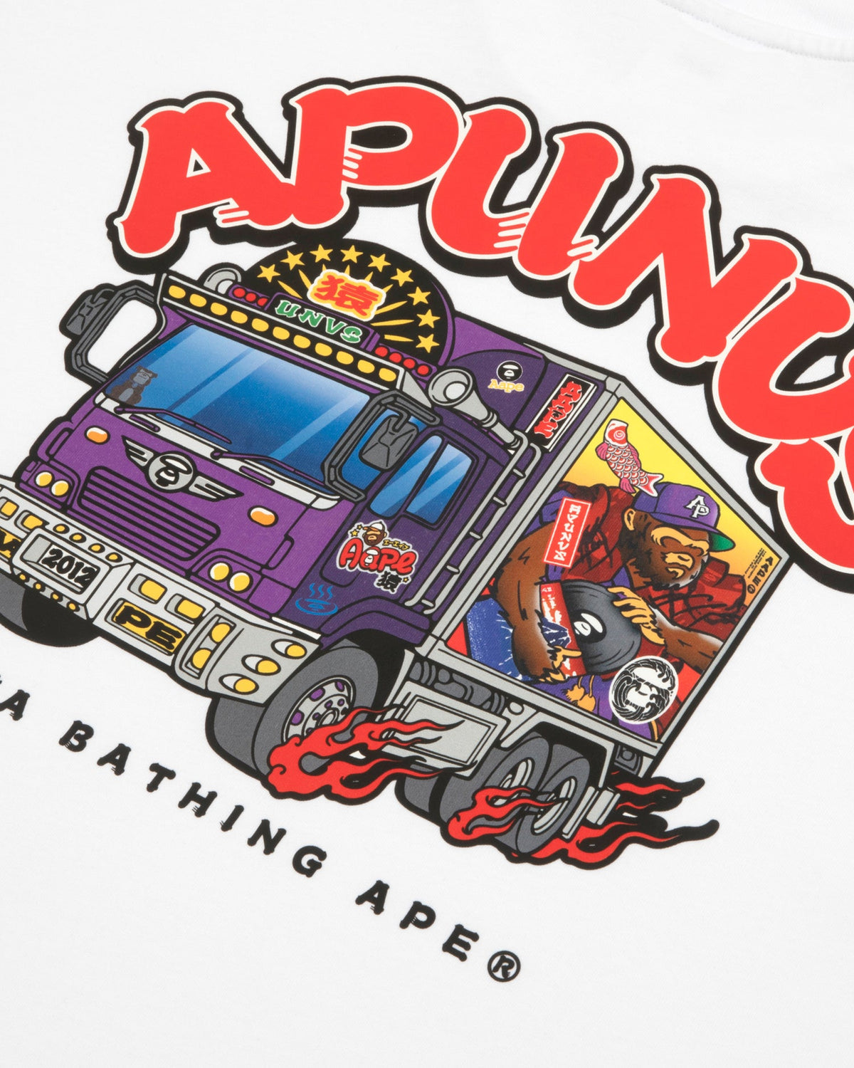香港直郵 Aape 男裝 26秋冬猿人軍團漫畫風貨車印花短袖T卹10172 AAPTEM10172XR