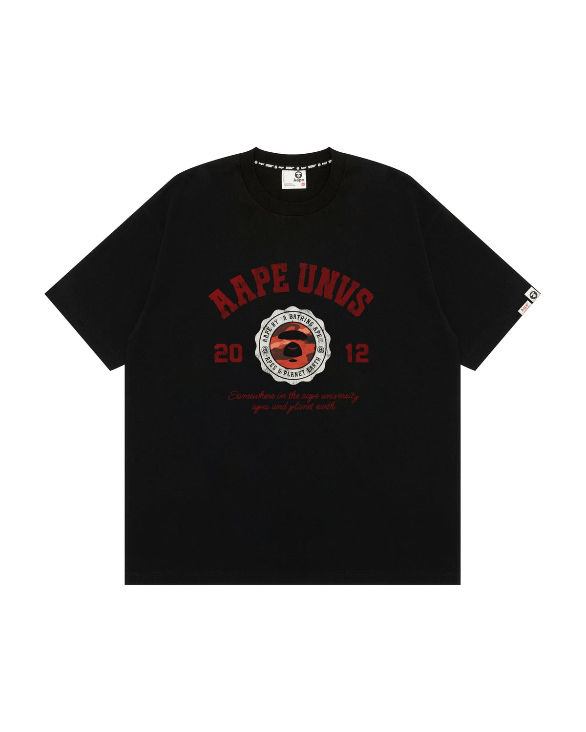 香港直郵 Aape 男裝 26秋冬迷彩猿人徽章做舊字母裂紋潮流短袖T卹1959 AAPTEM1959XXR