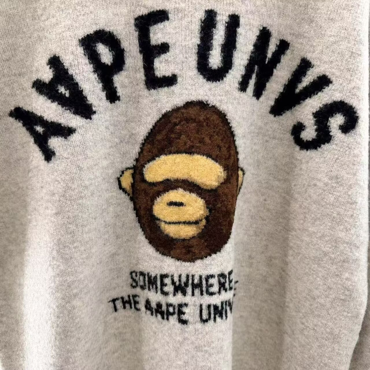 香港直郵 Aape 25秋冬 男 猿人軍團提花休閑圓領毛衣針織衫D343