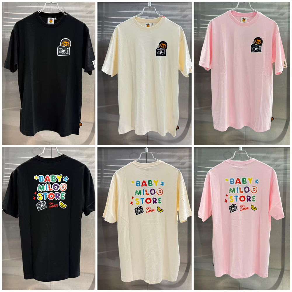 香港直郵 專櫃正品 BABY MILO STORE  26春夏 女 攝影小猴彩色塗鴉字母印花短袖T0466
