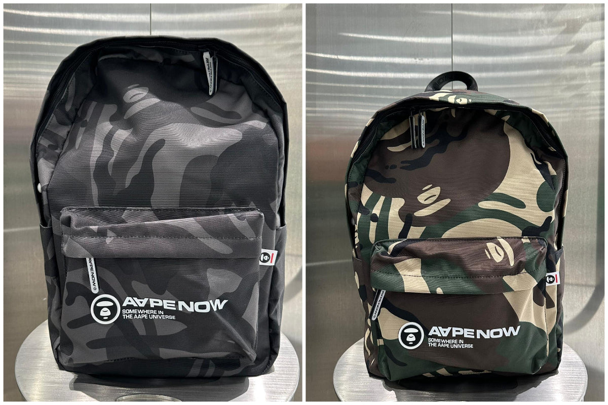 香港直郵 專櫃正品 Aape 26春夏 男 AAPENOW 猿人小標徽章迷彩雙肩包5330