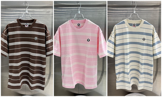 香港代購 專櫃正品 26春夏 Aape 男 AAPENOW 猿人小標徽章條紋針織短袖T恤1811
