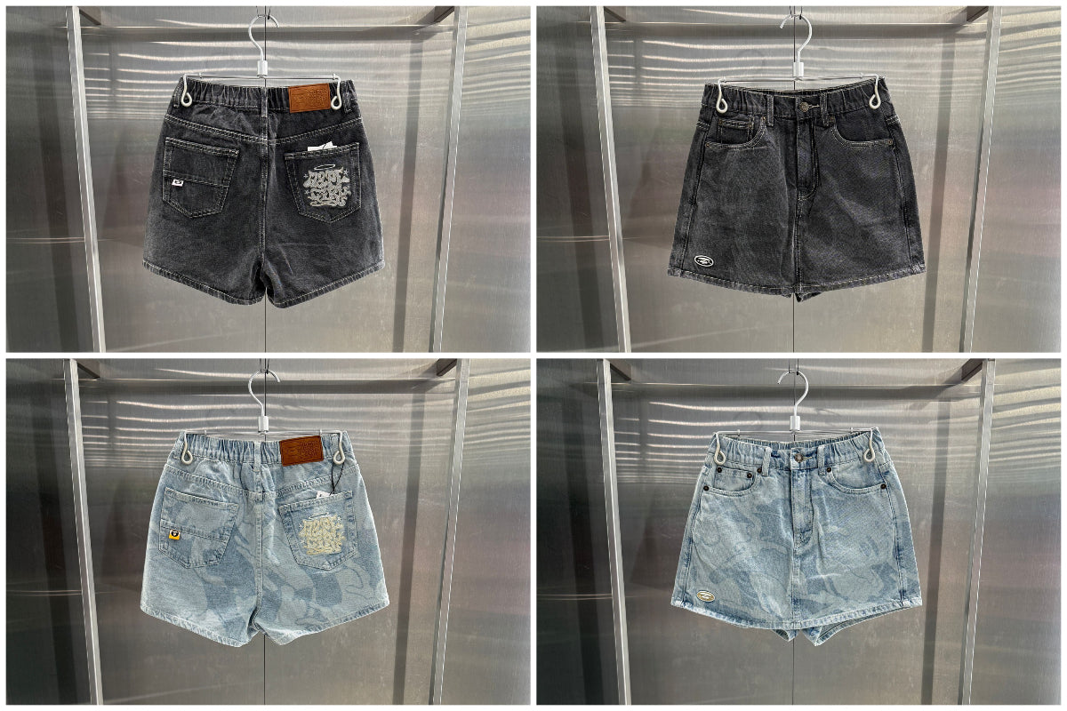 香港代購 專櫃正品 26春夏 Aape 女 猿人刺繡徽章潮流迷彩水洗做舊牛仔裙褲D625