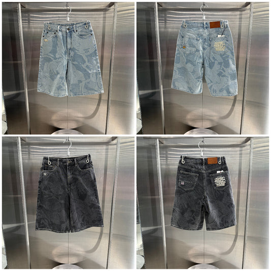 香港代購 專櫃正品 26春夏 Aape 女 猿人刺繡徽章潮流迷彩水洗做舊牛仔短褲D624