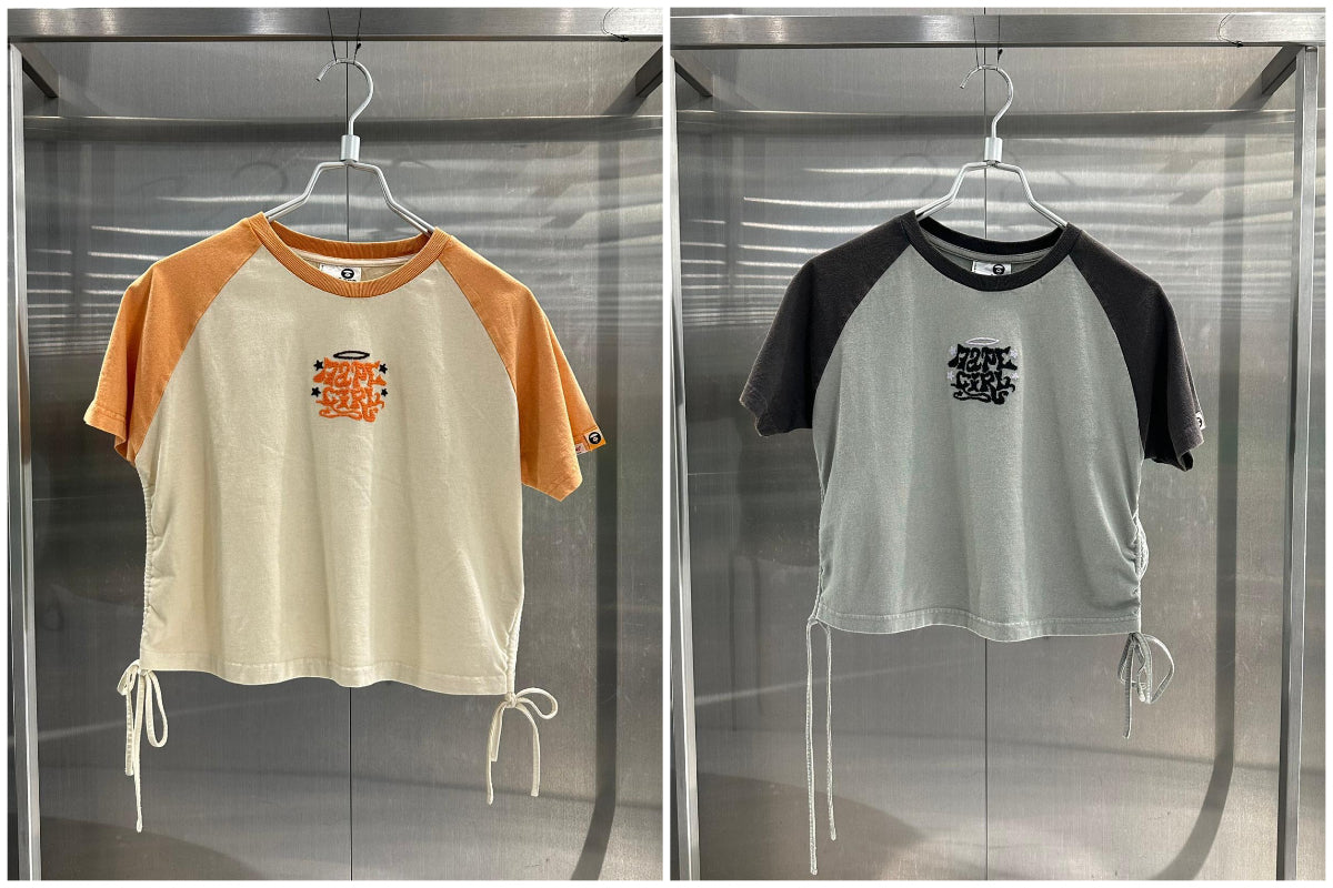 香港直郵 專櫃正品 Aape 26春夏 女 字母刺繡蝴蝶結抽繩綁帶短款短袖T恤1918