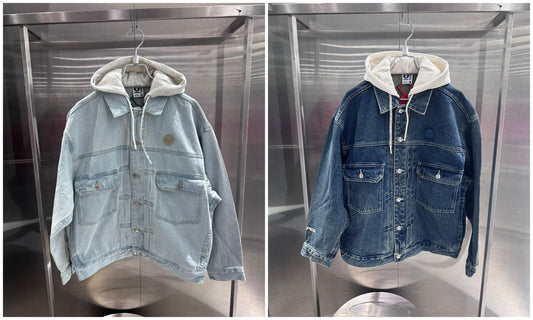 香港直郵 專櫃正品 Aape 26春夏 男 猿人徽章可拆卸帽水洗做舊牛仔夾克外套7766