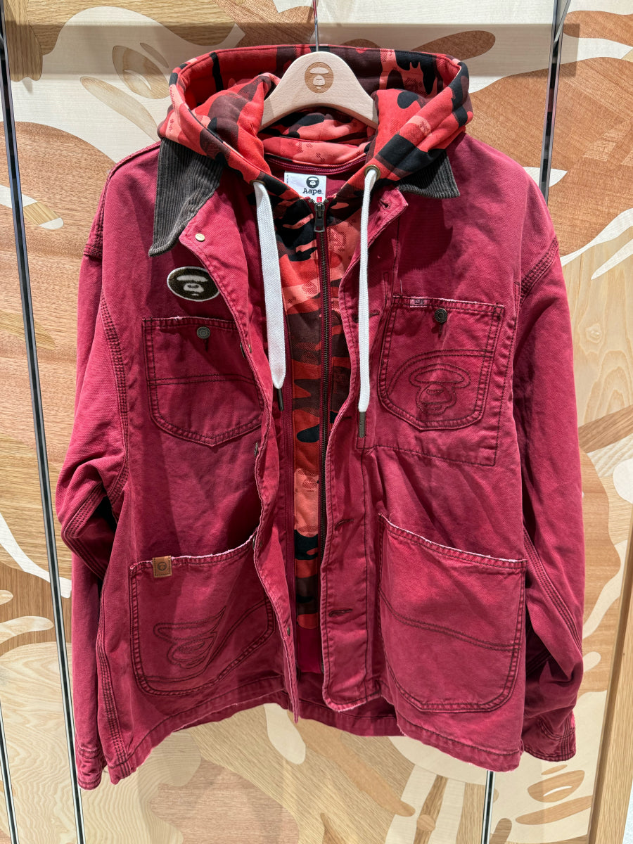 香港直郵 Aape 男女通用 26 秋冬款可拆卸帽水洗復古工裝夾克 7815 AAPLJM7815XXR