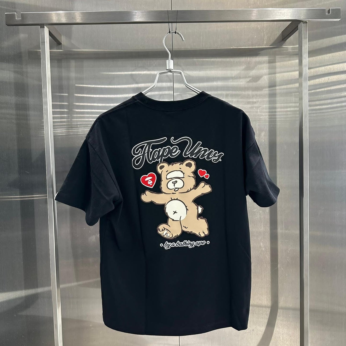 香港直郵 Aape 女裝 26春夏  心型猿人刺繡小熊印花甜美風短袖T卹1905