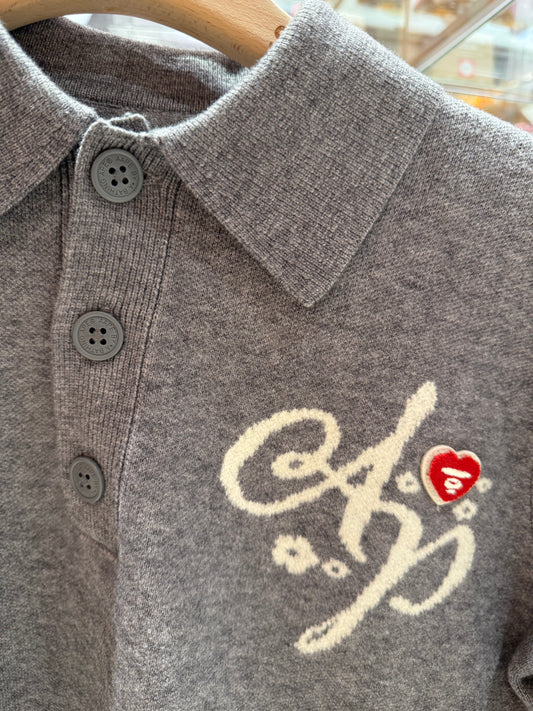 香港直郵 Aape 女裝 26 秋冬款 心形牙刷刺繡徽章短款 POLO 針織毛衣 E367 AAPKNWE367XXR
