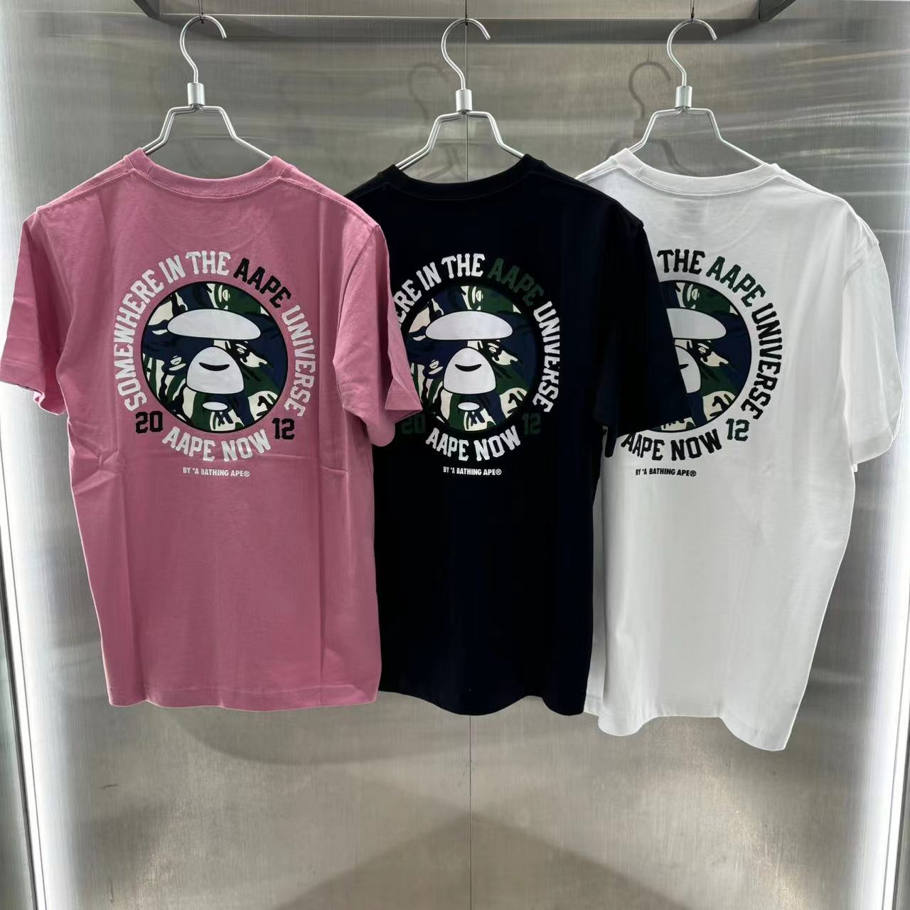 香港專櫃代購 Aape 男裝 24秋冬迷彩猿顏字母印花簡約潮流休閑短袖T恤1562