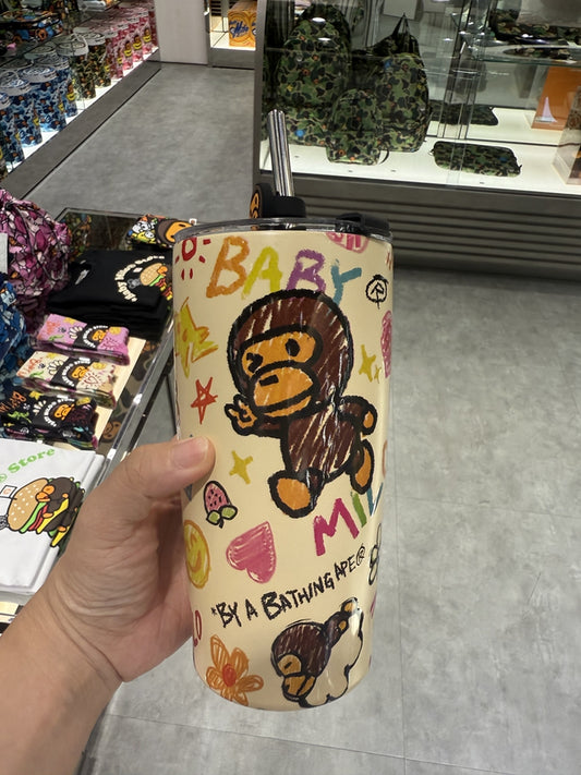 香港直郵 BABY MILO STORE配飾塗鴉風小猴圖案吸管杯4428