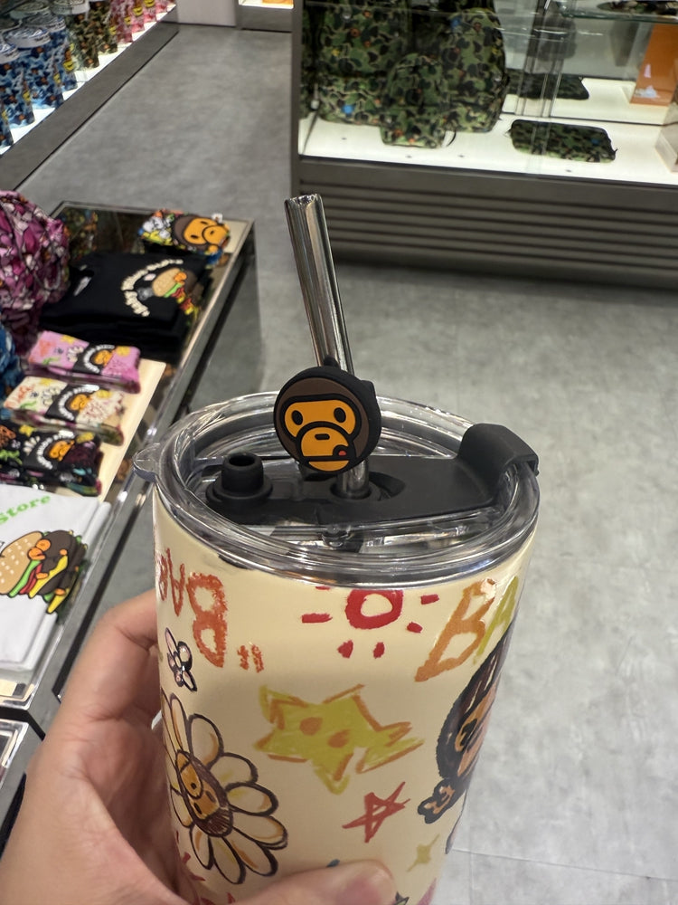 香港直郵 BABY MILO STORE配飾塗鴉風小猴圖案吸管杯4428