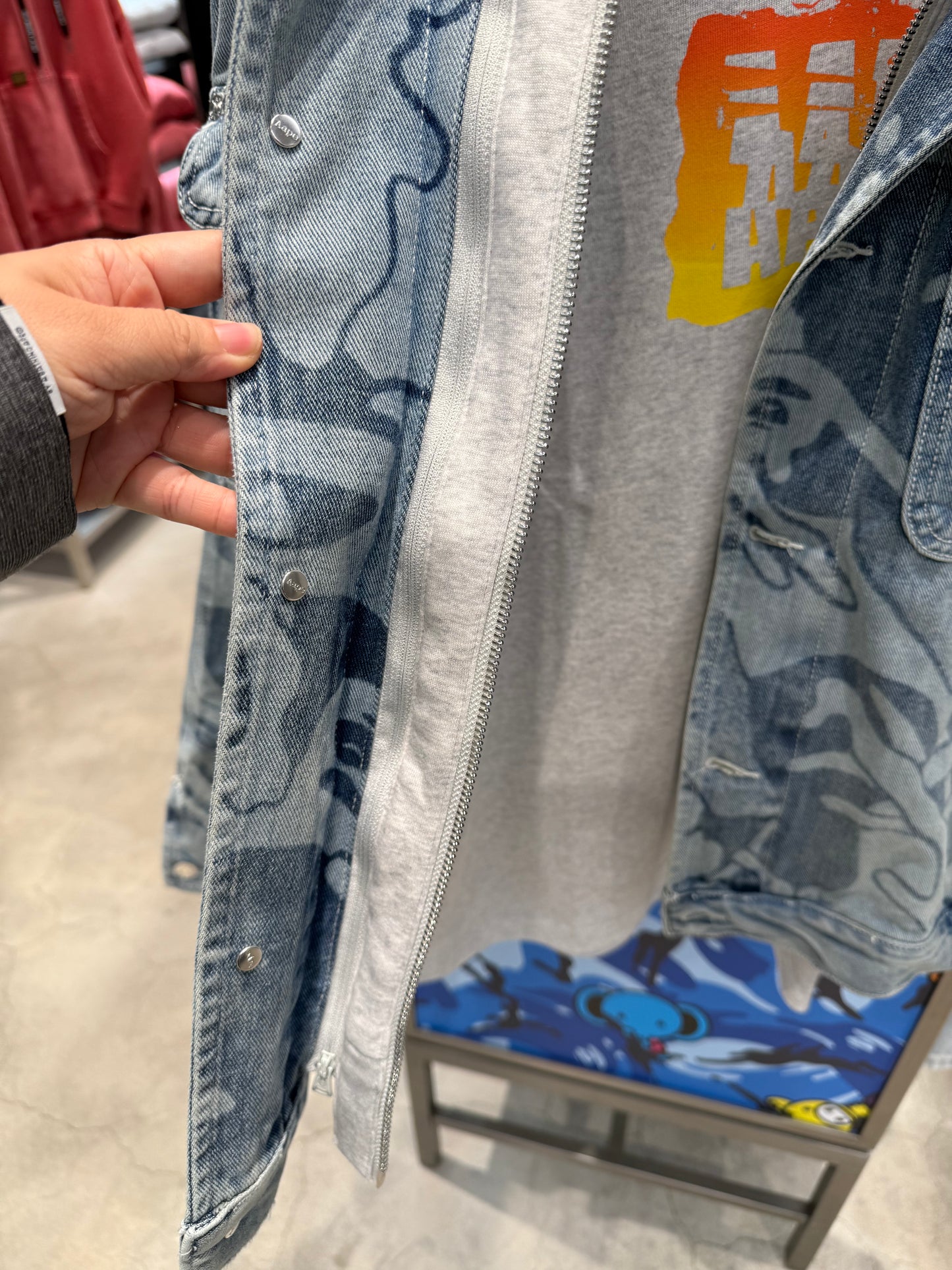 香港代購 專櫃正品 Aape男裝 26春夏猿人刺繡迷彩水洗做舊牛仔夾克外套7772