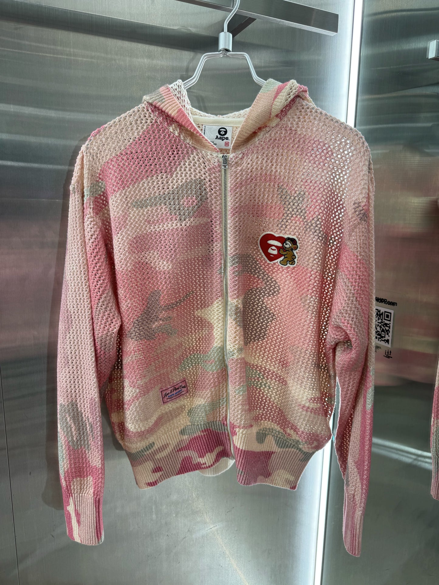 香港代購 專櫃正品 Aape 26春夏 女裝 心型猿人徽章甜酷慵懶迷彩針織衫D357