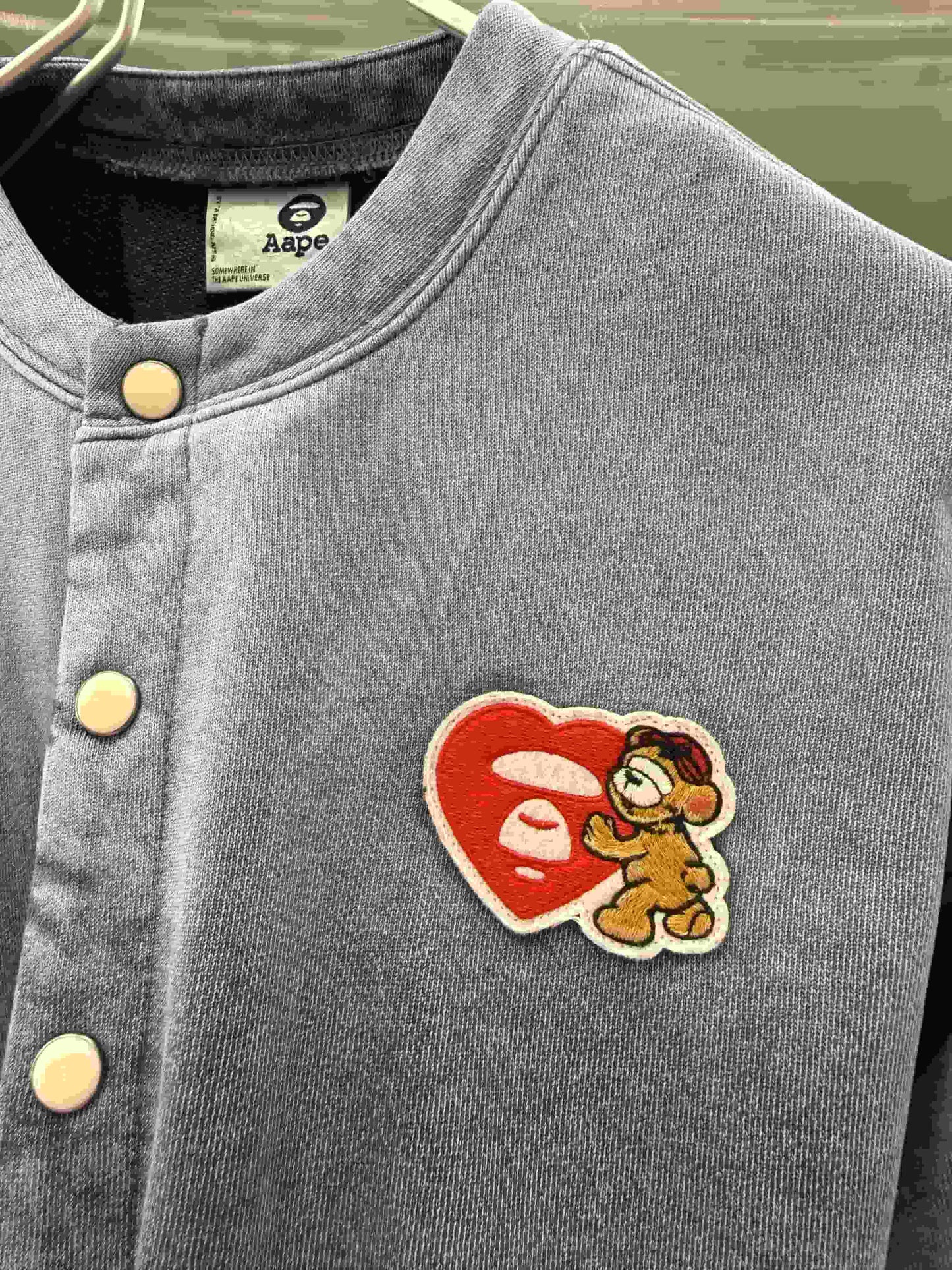 香港代購 專櫃正品 Aape 26春夏 女裝 心型猿人字母刺繡復古水洗圓領衛衣D355