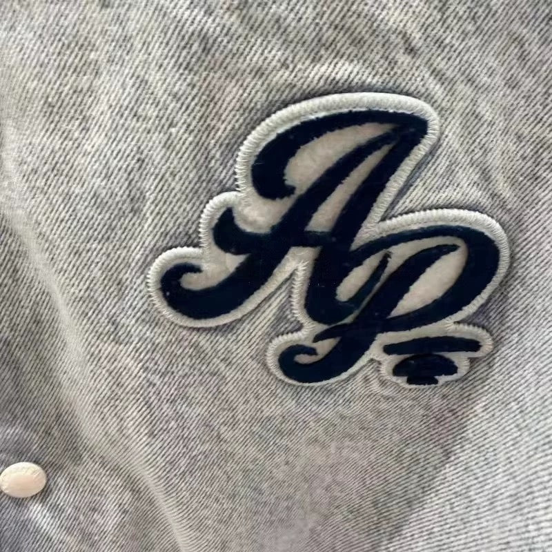 香港代購 專櫃正品 Aape 男裝 26春夏字母刺繡美式復古牛仔摁扣棒球服外套7781