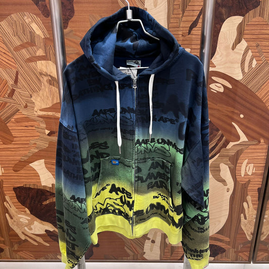 香港代購 專櫃正品 Aape 男裝 26春夏 AAPEUNVS 猿人字母塗鴉印花拼色連帽衛衣外套D352