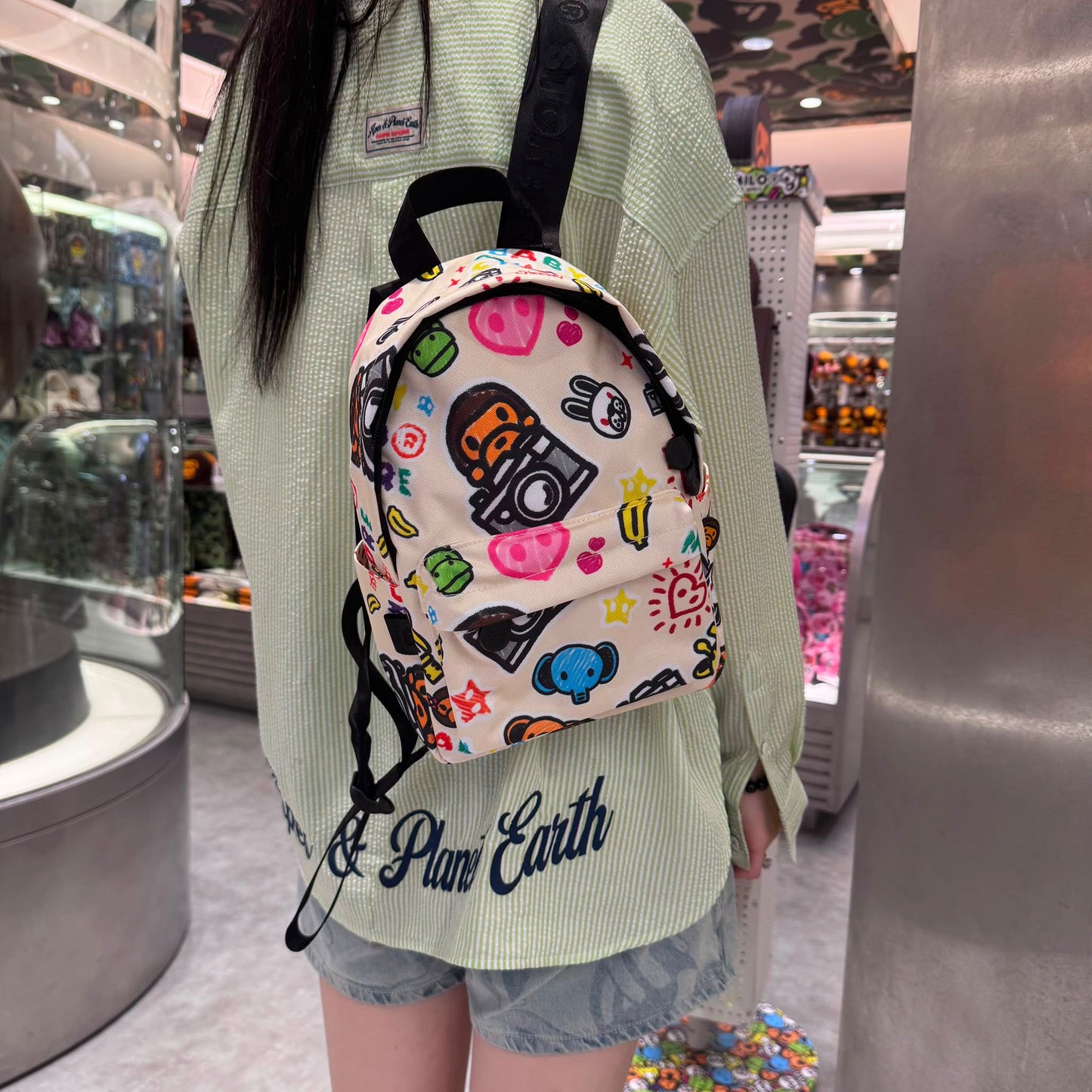 香港直郵 專櫃正品 BABY MILO STORE  26秋冬卡通小猴子圖案雙肩包（小）4279 硬款