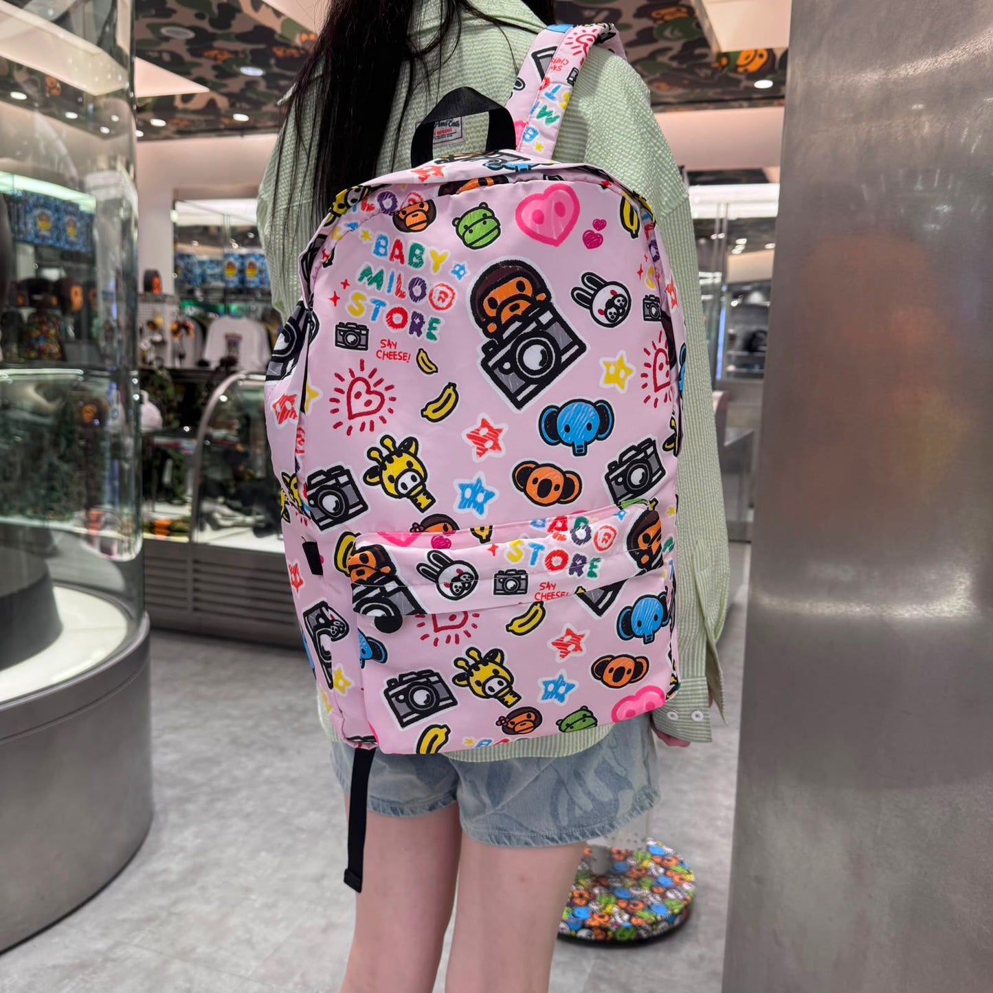 香港直郵 專櫃正品 BABY MILO STORE  26秋冬卡通小猴子圖案雙肩包（大）4228 軟款