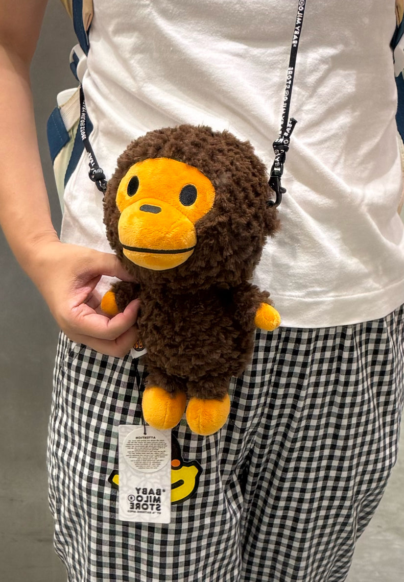 BABY MILO STORE 2026 秋冬 捲毛卡通小猴子單肩包斜背手機包 4553