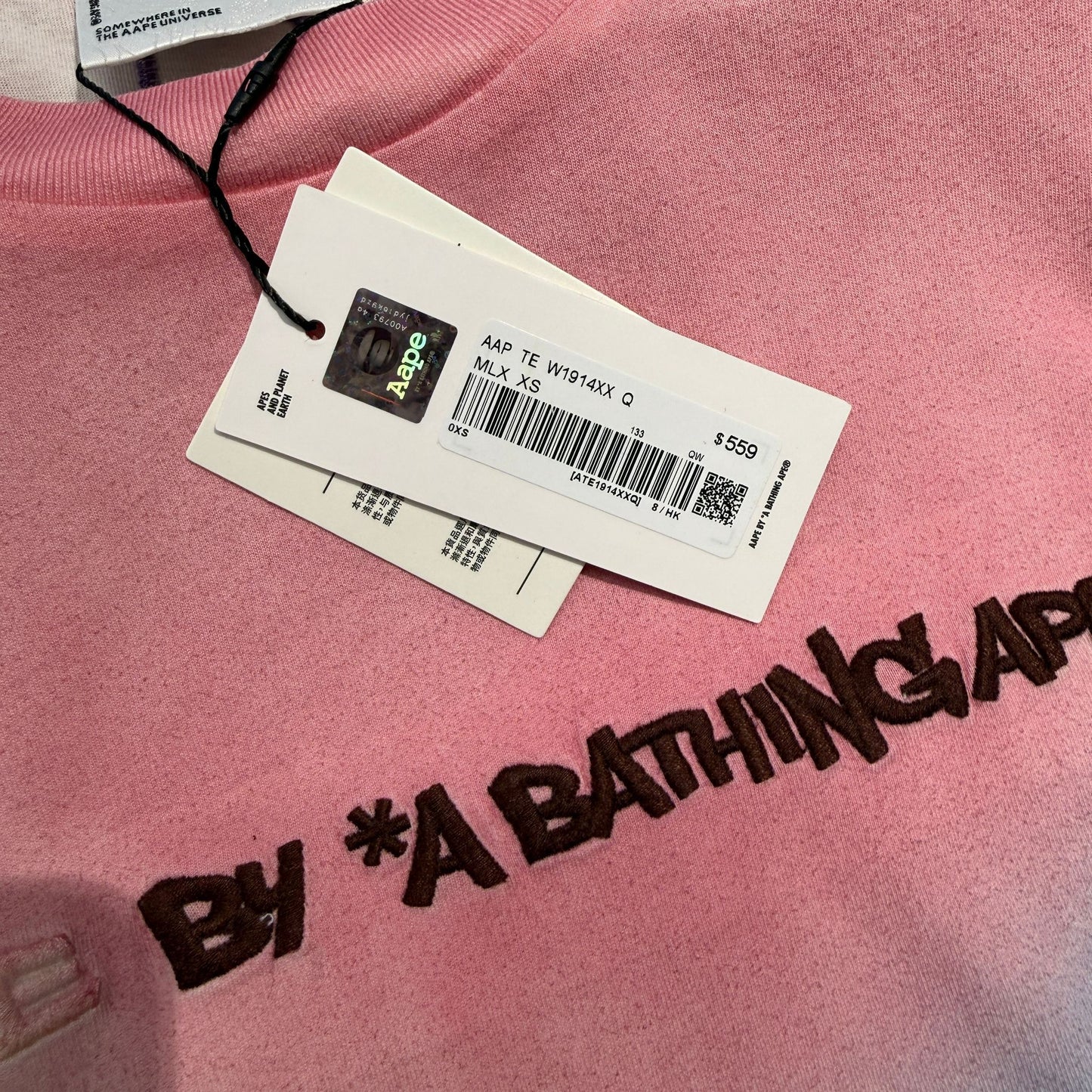 香港代購 專櫃正品 26春夏 Aape 女 AAPEUNVS 字母刺繡糖果漸變舒適潮流短袖T恤1914