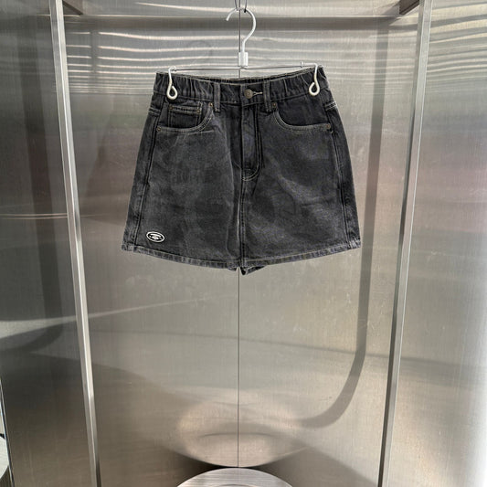 香港代購 專櫃正品 26春夏 Aape 女 猿人刺繡徽章潮流迷彩水洗做舊牛仔裙褲D625
