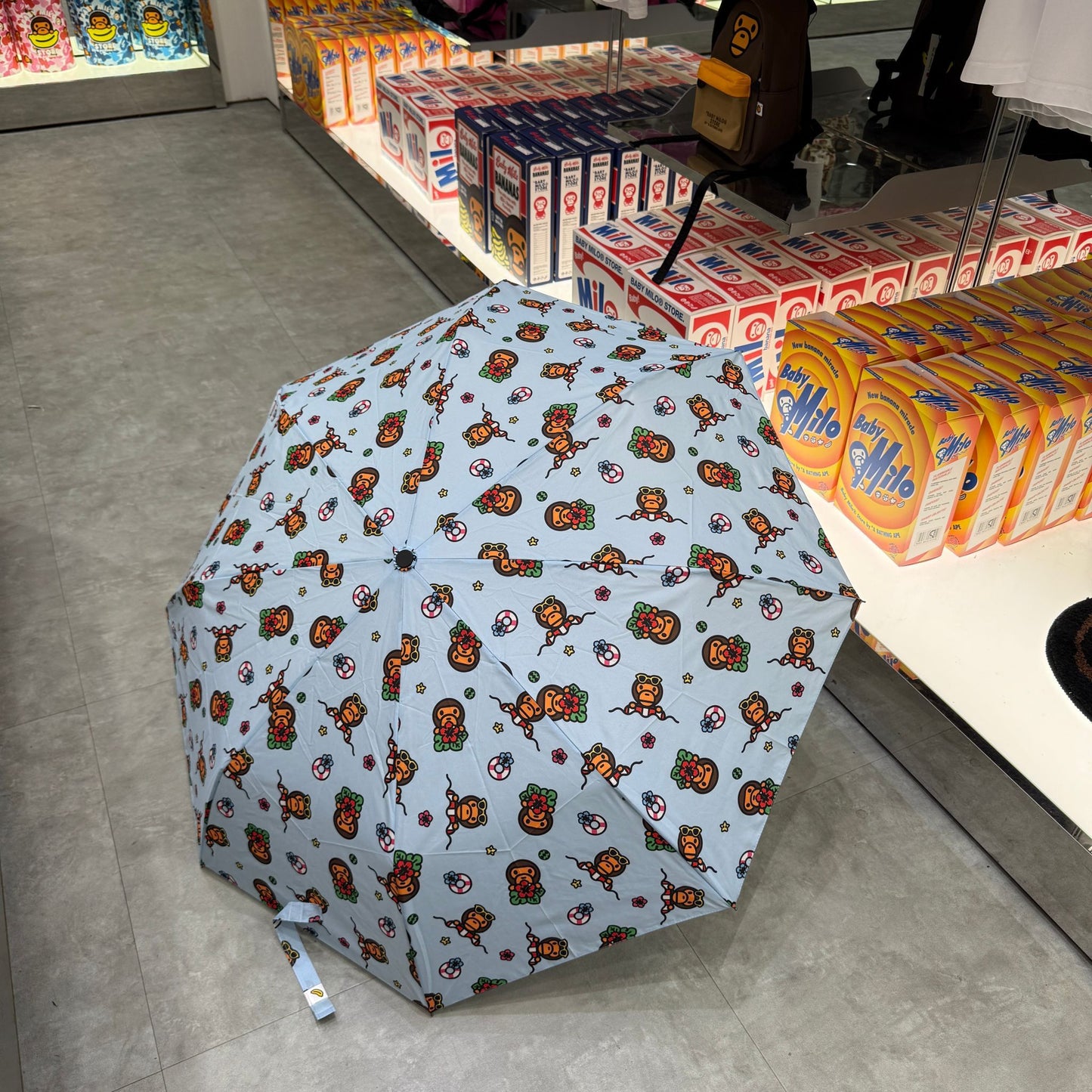 香港代購 專櫃正品 BABY MILO STORE 卡通小猴滿印折疊晴雨傘4468