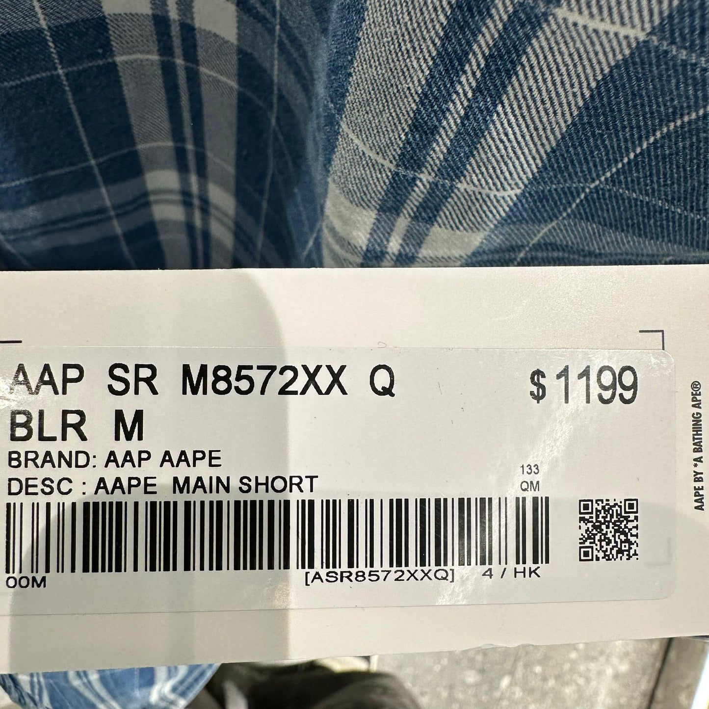 香港代購 專櫃正品 26春夏 Aape 男 AAPEUNVS 字母撞色徽章刺繡潑墨效果格紋短袖襯衫8572