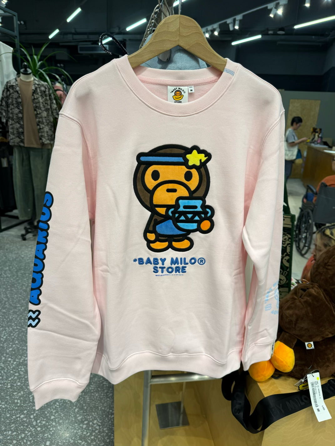 BABY MILO STORE 水瓶座小猴加絨長袖圓領衛衣3048