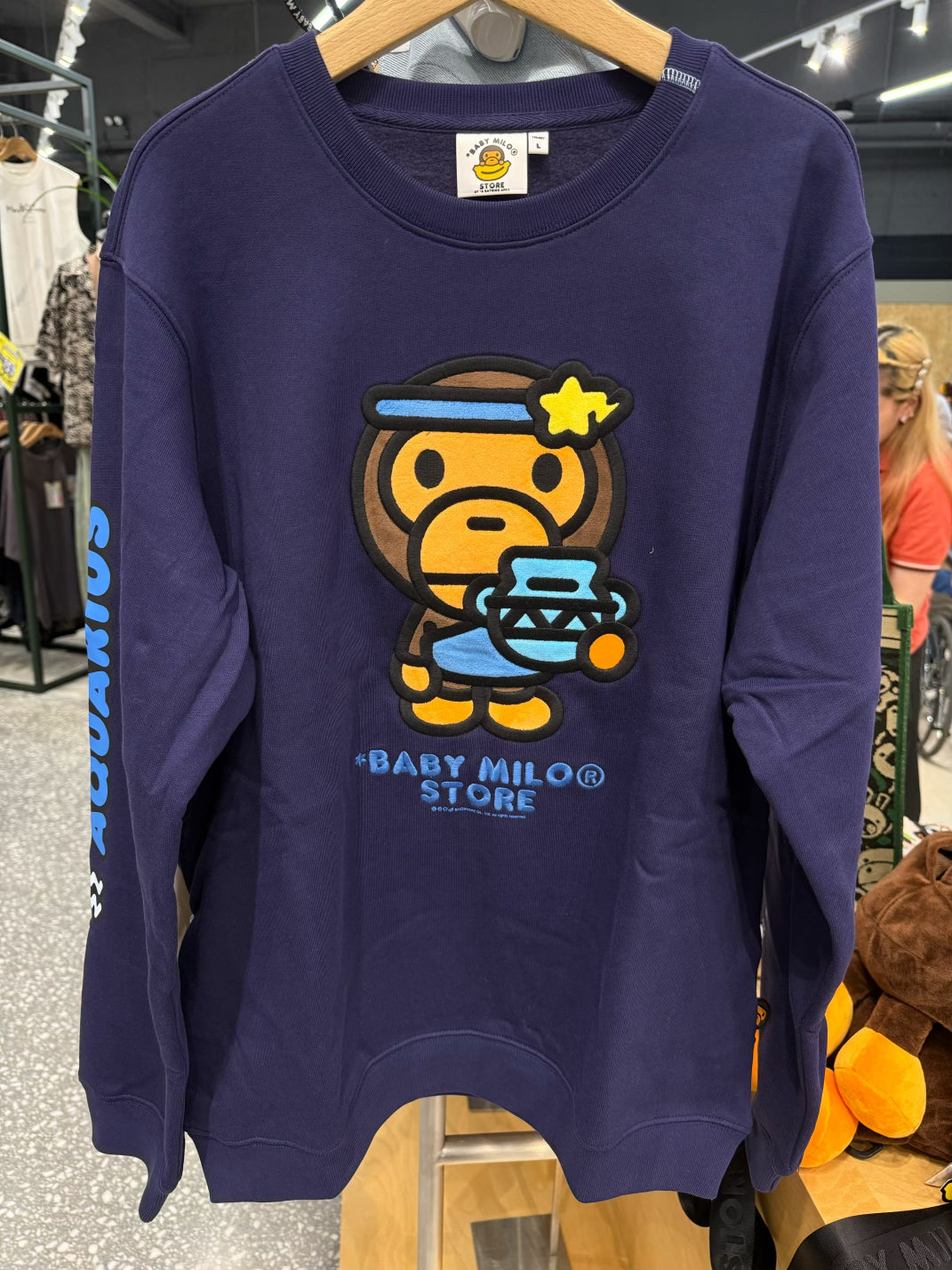 BABY MILO STORE 水瓶座小猴加絨長袖圓領衛衣3048