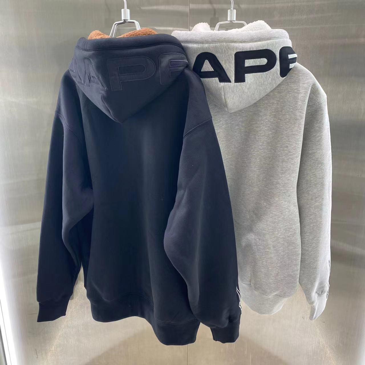 香港專櫃代購 100%正品 Aape 男裝 24秋冬猿顏徽章嘻哈潮流休閑厚絨連帽衛衣外套346