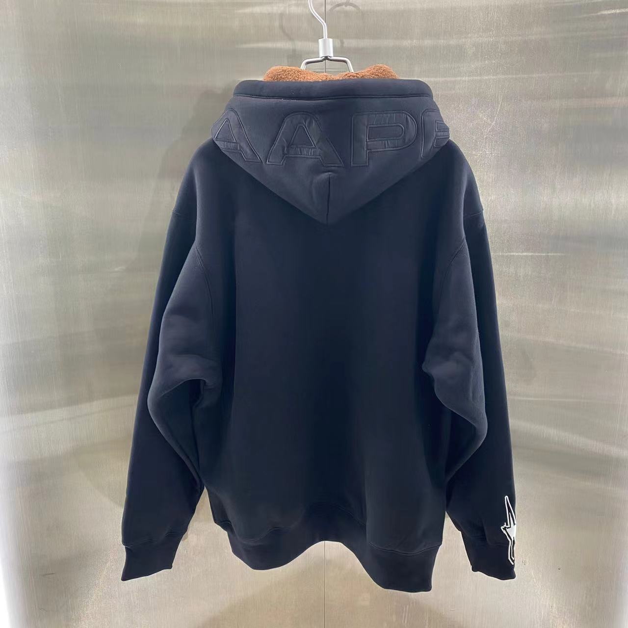 香港專櫃代購 100%正品 Aape 男裝 24秋冬猿顏徽章嘻哈潮流休閑厚絨連帽衛衣外套346