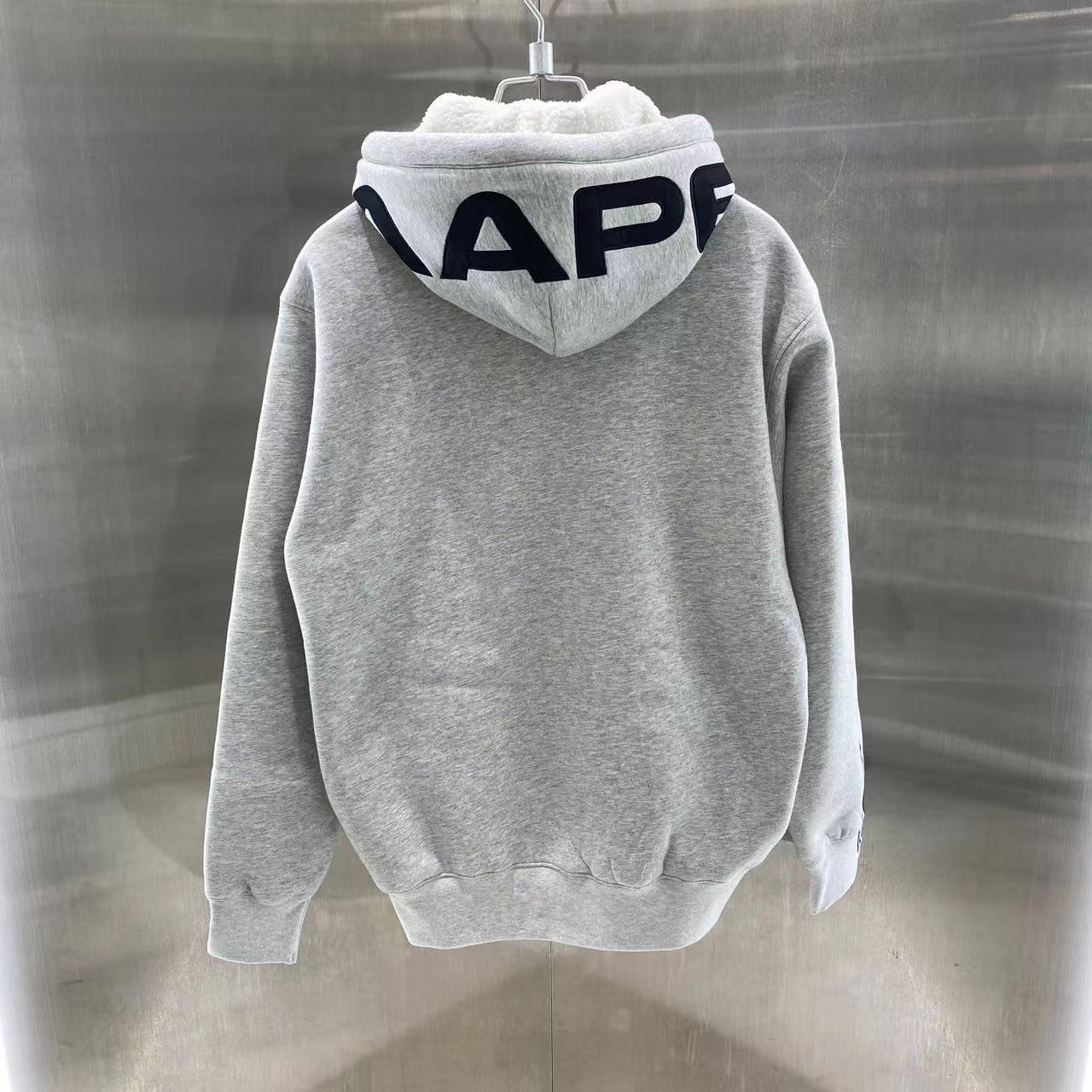 香港專櫃代購 100%正品 Aape 男裝 24秋冬猿顏徽章嘻哈潮流休閑厚絨連帽衛衣外套346